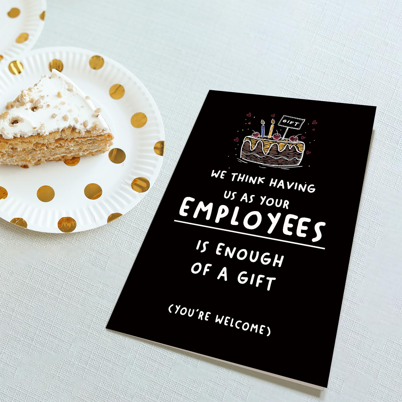 Obbyidk Funny Happy Birthday Card for Employer Leader, Birthday Card for Boss Managers, Happy Boss’s Day Card Gift, As Your Employees Is Enough of a Gift