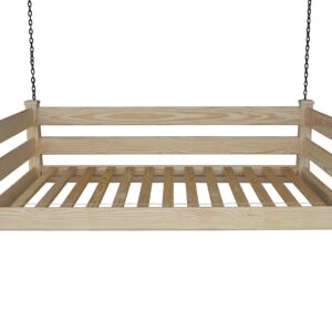 Amish-Made Twin Size Farmhouse Style Unfinished Wooden Swing Bed with Chains