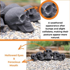 Heyfurni Ceramic Skulls for Fire Pit, Outdoor Fire Tables, 10pcs Reusable Spooky Imitated Human Skull Gas Log for Party, Bonfire,Campfires, Fireplaces, 3 inch