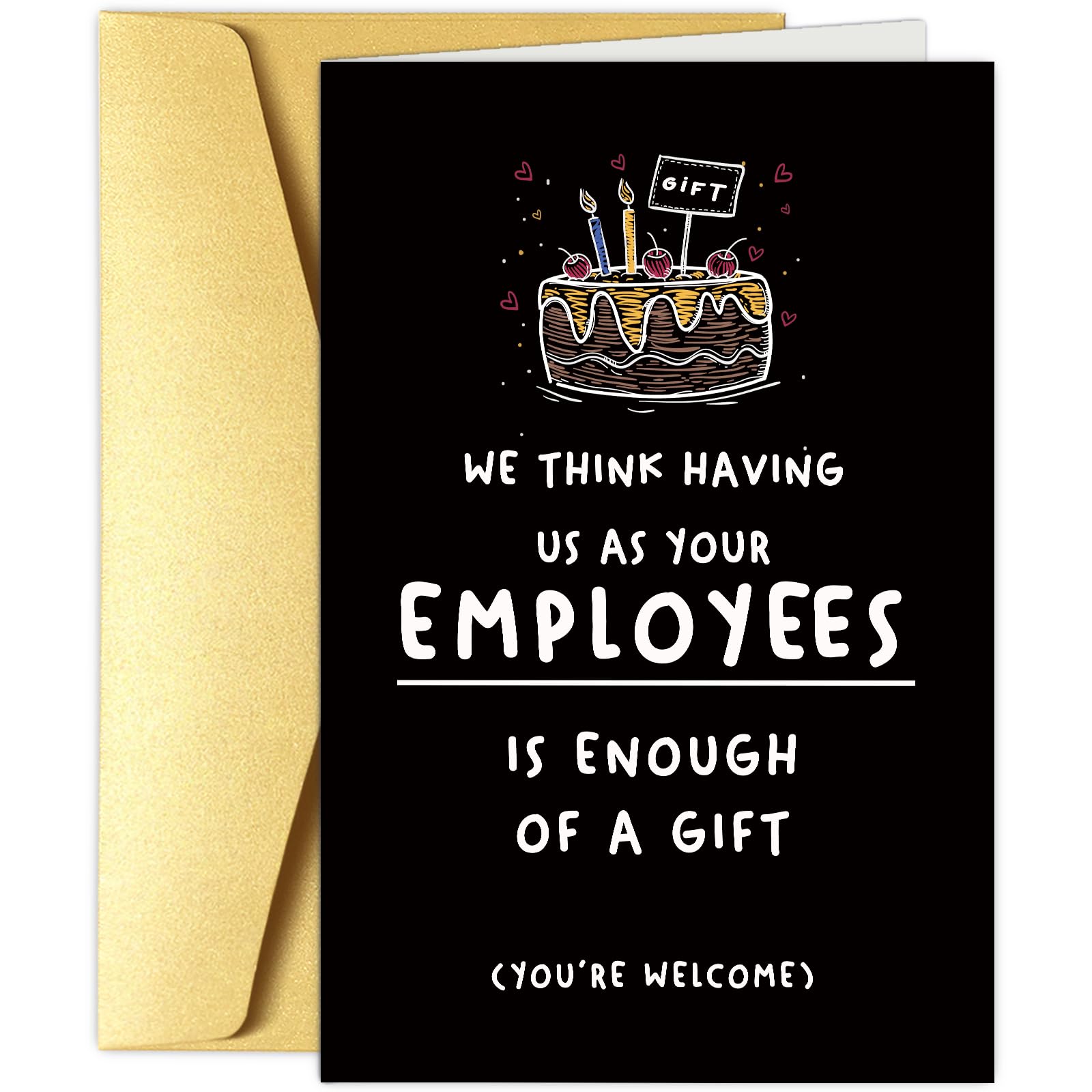 Obbyidk Funny Happy Birthday Card for Employer Leader, Birthday Card for Boss Managers, Happy Boss’s Day Card Gift, As Your Employees Is Enough of a Gift