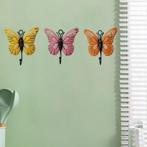 KFZDCG 4 Pcs Butterfly Wall Mounted Hooks, Butterfly Coat Hooks Metal Mounted Wall Hook Creative Butterfly Iron Hook for Hanging Coat, Hat, Key, Towel, Scarves, Handbag