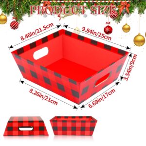 Kolewo4ever 36Pcs 12 Pack Christmas Basket Gift Set 8x10'' Gifts Baskets for Gifts Empty to Fill with Basket Empty, Basket Bags, Red Pull Bows for Christmas Holiday (Red and Black Plaid)