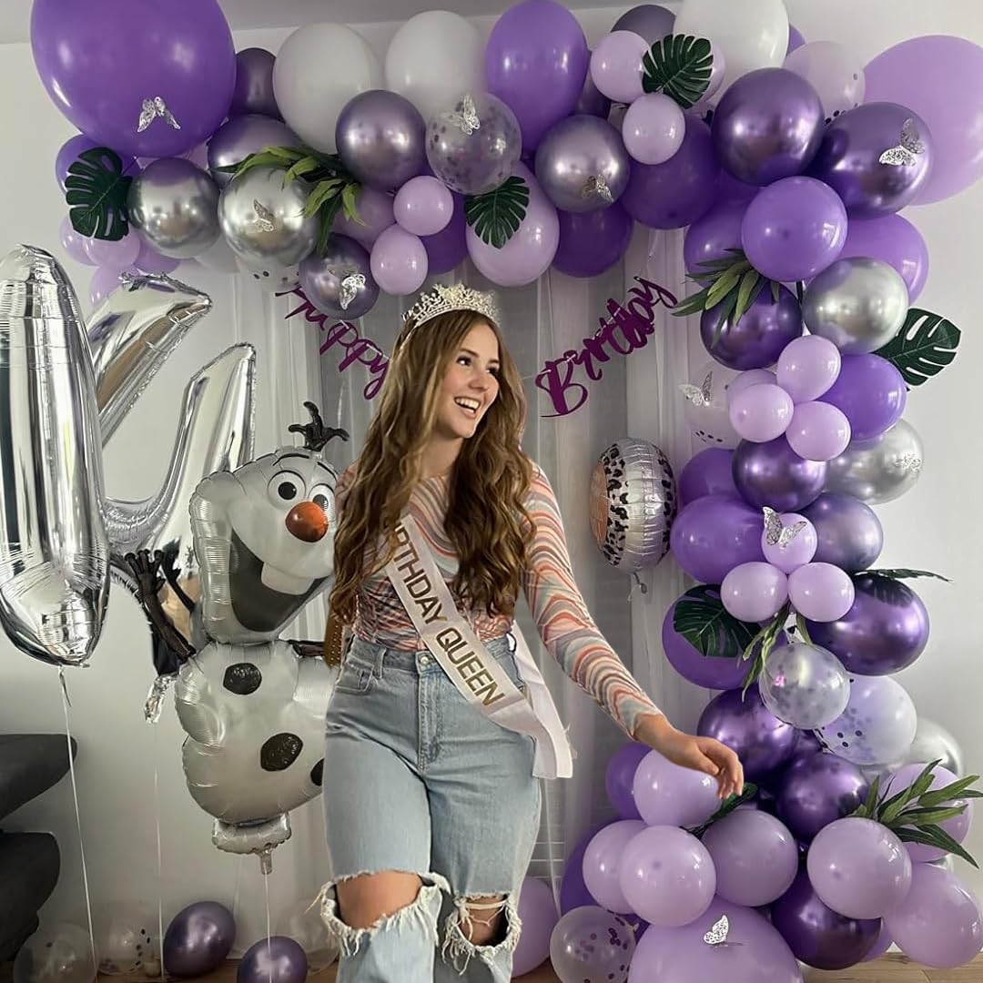 Msiveavz Purple White Party Balloons,Purple Balloons 50 Pcs 12 inch Purple and White Balloons Purple White Silver Latex Balloons For Wedding Baby Shower Birthday Party Decoration