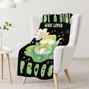 Frog Blanket Gift - 40x50 Inches Cute Blankets for Girls & Kids - Black Soft Fuzzy Throw for Couch, Sofa