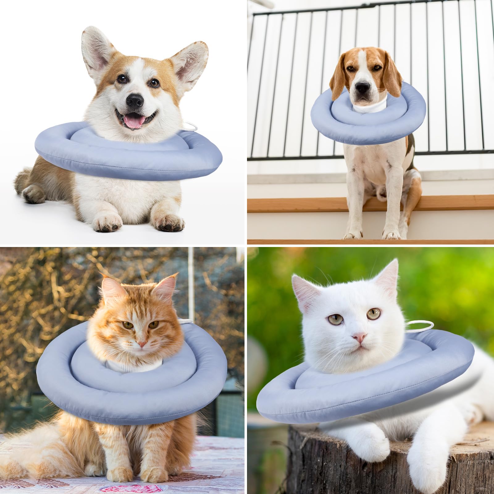 Abbylike Cat Cone Collar and Surgical Recovery Suit Set Cat Neck Donut Collar Soft Elizabeth Recovery Collar Cone E Collar Alternative for Small Pets Dog Kitten Puppy After Surgery Wear (X-Large)