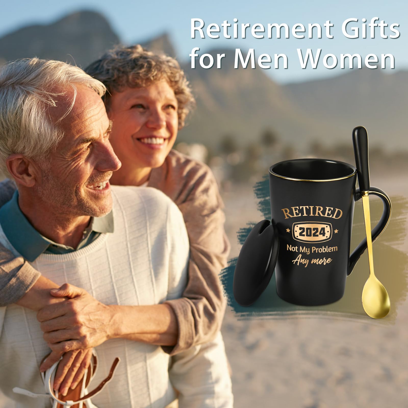 YHRJWN Retirement Gifts for Men Women, Retired 2024 Mug, Retired Not My Problem Anymore, Retirement Mug, Retired Gifts for Men, Retirement Coffee Mugs for Men, Cool Retirement Gifts, 14 Oz