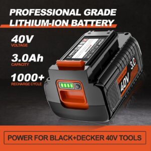 POWITEC 40V MAX Lithium Battery 3.0Ah Replace for Black and Decker 40V MAX Battery LBX2040 LBXR36 LBXR2036 LST540 LCS1240 LBX1540 Compatible with Black and Decker 40V MAX Power Tools