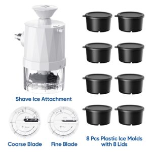 Hozodo Shave Ice Attachment for Kitchenaid Stand Mixers, Snow Cone Machine for Kitchenaid Mixer Attachments with Coarse and Fine Blades, 8 Ice Cube Molds