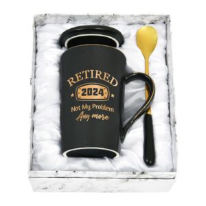 yhrjwn retirement gifts for men women, retired 2024 mug, retired not my problem anymore, retirement mug, retired gifts for men, retirement coffee mugs for men, cool retirement gifts, 14 oz