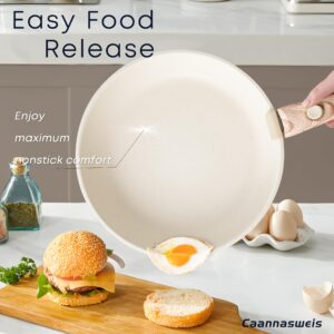 Caannasweis Detachable Nonstick Cookware Set - Stackable Induction Pots and Pans With Removable Handles, Dishwasher Safe - For RV Camping, Oven and Stovetop Use, 5 Pieces (5 Pots Beige)