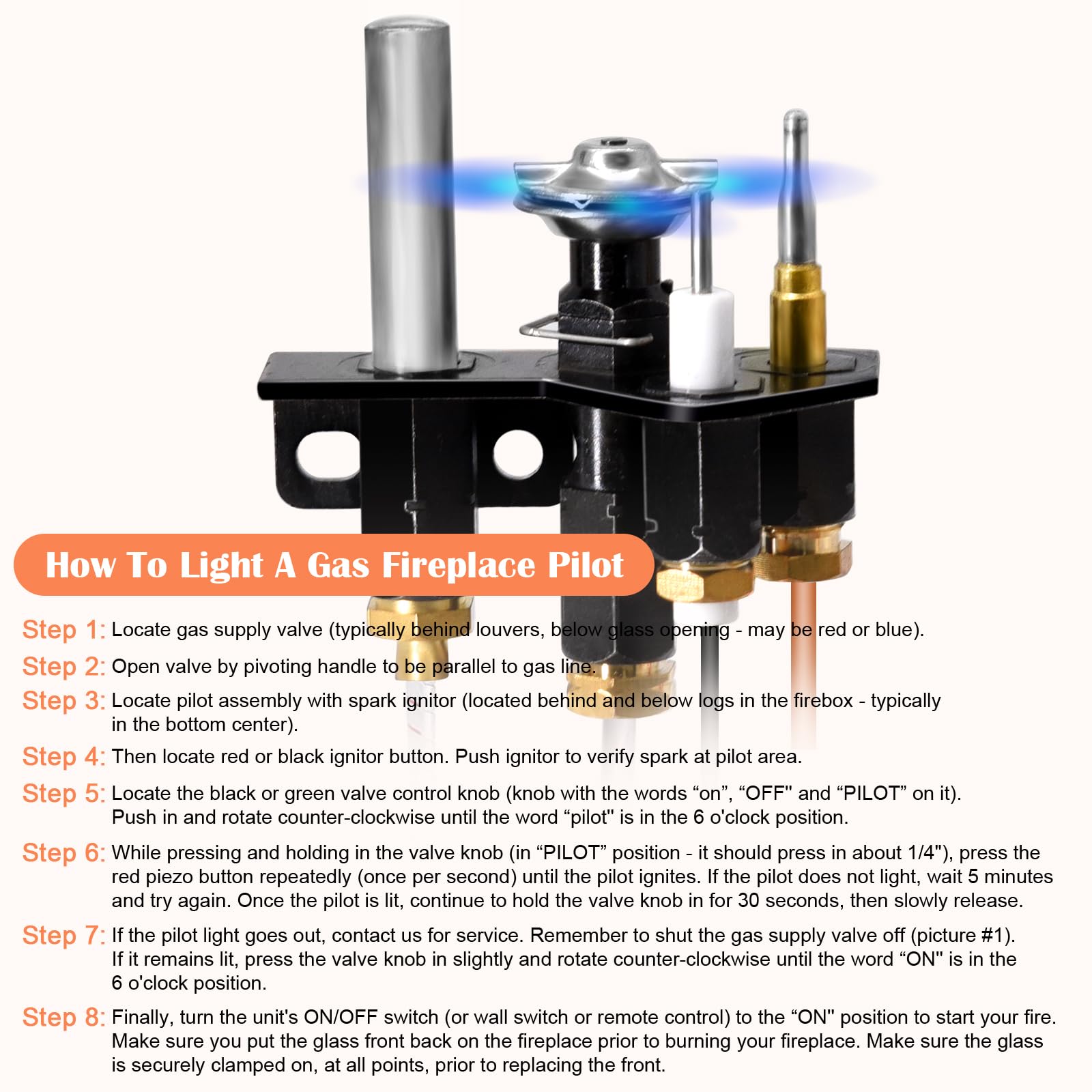 Hiorucet Natural Gas (NG) 69L17 Pilot Assembly Kit for Lennox Elite, IHP, Merit, Serefina, Superior, Astria Fireplaces, 69L1701, 904405, J4117 SIT Pilot Replacement Part with Thermocouple, Thermopile.