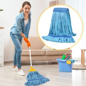 Lallisa 16 Pcs Bulk Commercial Mop Head Replacement 18 oz Tube Microfiber Mop Heads for Floor Cleaning Industrial Mop Heads Blue Looped End Wet Mop Head Refill for Home Commercial Industrial Use