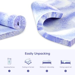 ELEMUSE 3 Inch Ventilated Design Memory Foam Queen Mattress Topper,Cooling Gel Infused Swirl Foam Pad for Pressure Relief Back Pain,Bed Topper for Body Support, CertiPUR-US Certified