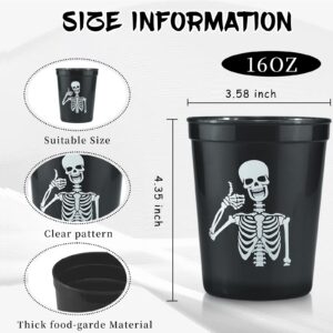 Rokochoes 24 Pcs Halloween Stay Spooky Bride or Die Plastic Cups Black and White Skull Bone Design 16 Oz Reusable Party Cups For Halloween Decoration Mega Party Cups friends parties Bachelorette Party