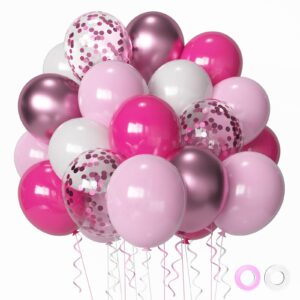 pink and white party balloons,pink latex balloons 50 pcs 12 inch baby pink balloons pink confetti balloons for wedding engagement birthday gender reveal parties baby shower decoration