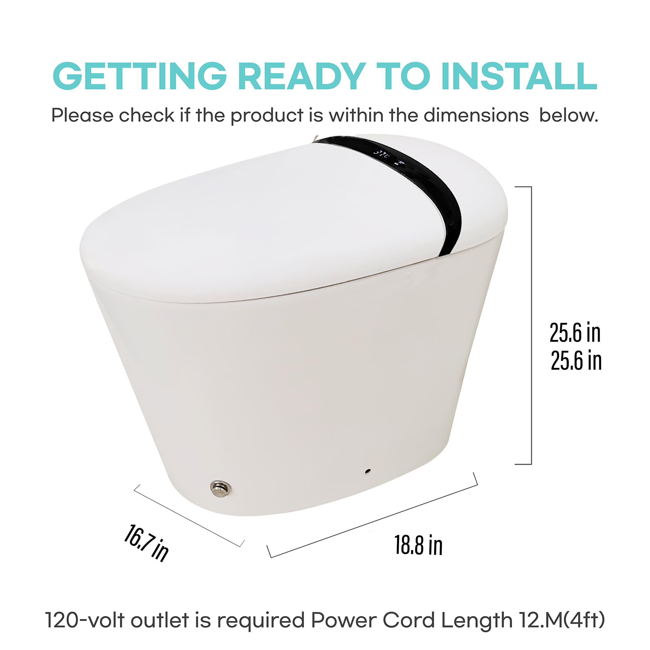 ZAHEES Smart Bidet Toilet, Smart Toilet with Built-in Bidet Seat, Tankless Toilet with Foot Sensor Auto Flush