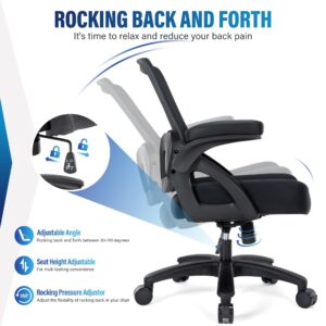 400lb Big and Tall Office Chair, Ergonomic Mesh Desk Chair with Flip Arms,Heavy Duty Home Office Desk Chair, Wide Seat Computer Chair for Heavy People, Executive Rolling Swivel Task Chair for Adults