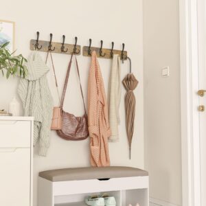 YMYNY Coat Rack Wall Mounted with 8 Hooks, 33.1" L Coat Hooks, 2 Pack Coat Hanger, Heavy Duty Wall Floating Rack, for Entryway, Kitchen, Bedroom, Bathroom, Rustic Brown UHWS005H-2