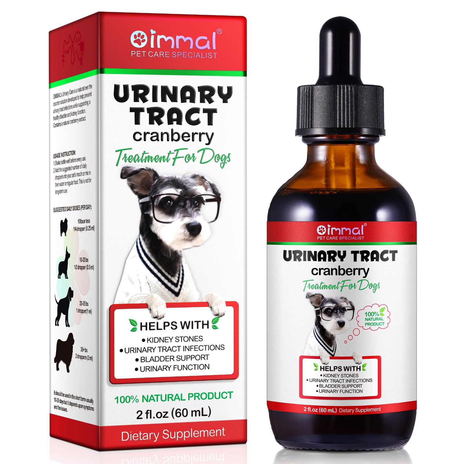 Urinary Tract for Dogs, Natural Dog Urinary Tract Infection Treatment Drops - Supports Bladder, Kidney Stone, Dog UTI, Pet Supplement Renal Health Care Drops, Bacon Flavor - 60ml / 2.02oz