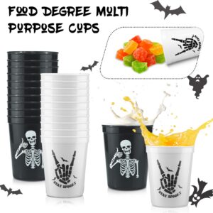 Rokochoes 24 Pcs Halloween Stay Spooky Bride or Die Plastic Cups Black and White Skull Bone Design 16 Oz Reusable Party Cups For Halloween Decoration Mega Party Cups friends parties Bachelorette Party