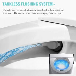 ZAHEES Smart Bidet Toilet, Smart Toilet with Built-in Bidet Seat, Tankless Toilet with Foot Sensor Auto Flush