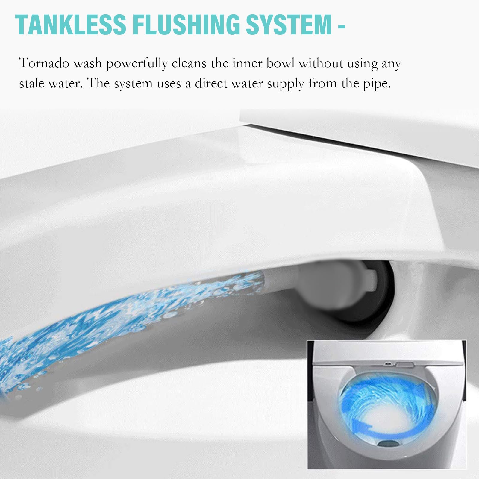 ZAHEES Smart Bidet Toilet, Smart Toilet with Built-in Bidet Seat, Tankless Toilet with Foot Sensor Auto Flush