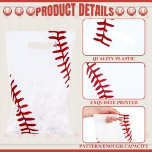 Yeaqee 50 Pieces Baseball Gift Bags with Handle Baseball Treat Bags Baseball Cellophane Bags Candy Baseball Party Favors for Team Birthday Decor Sport Themed Party Supplies, 7.87 x 11.81 Inch