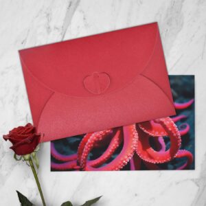 BUULOO Red Octopus Thank You Cards Greeting Cards With Envelopes For Wedding Birthday Party Graduation