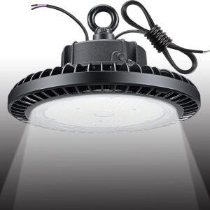 Qmix 150W High Bay LED Light, 22500 Lumens 5000K Daylight UFO High Bay Shop Light, Equivalent to 600W MH/HPS, DLC ETL Listed IP65 Waterproof Commercial Bay Lighting