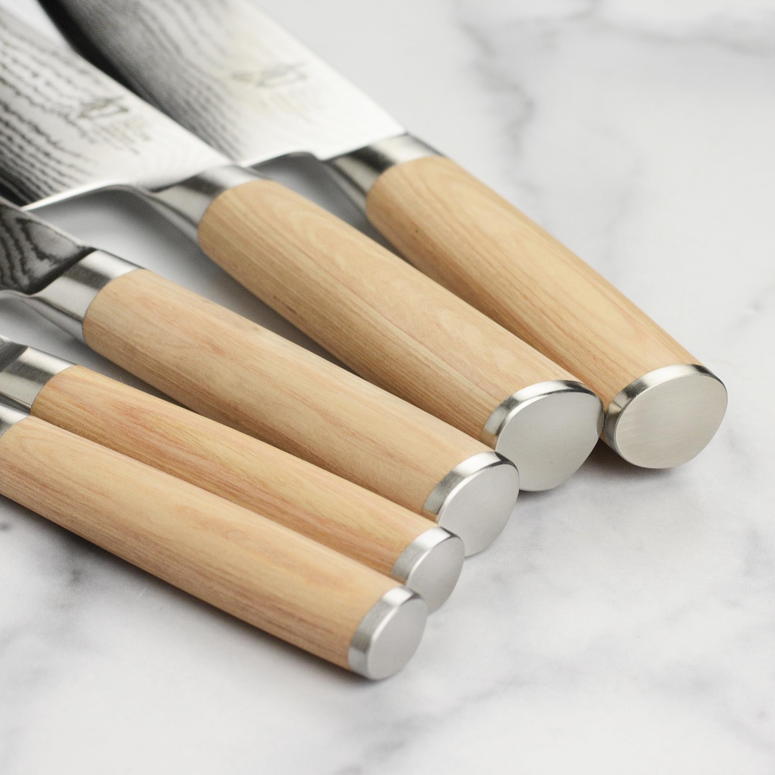 Shun Classic Blonde 7 Piece Knife Set with Angled Birch Block