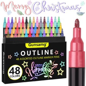 gunsamg 48 outline markers for teen girl gifts trendy stuff, glitter markers metallic markers for doodle writing,art supplies crafts for girls 8-12