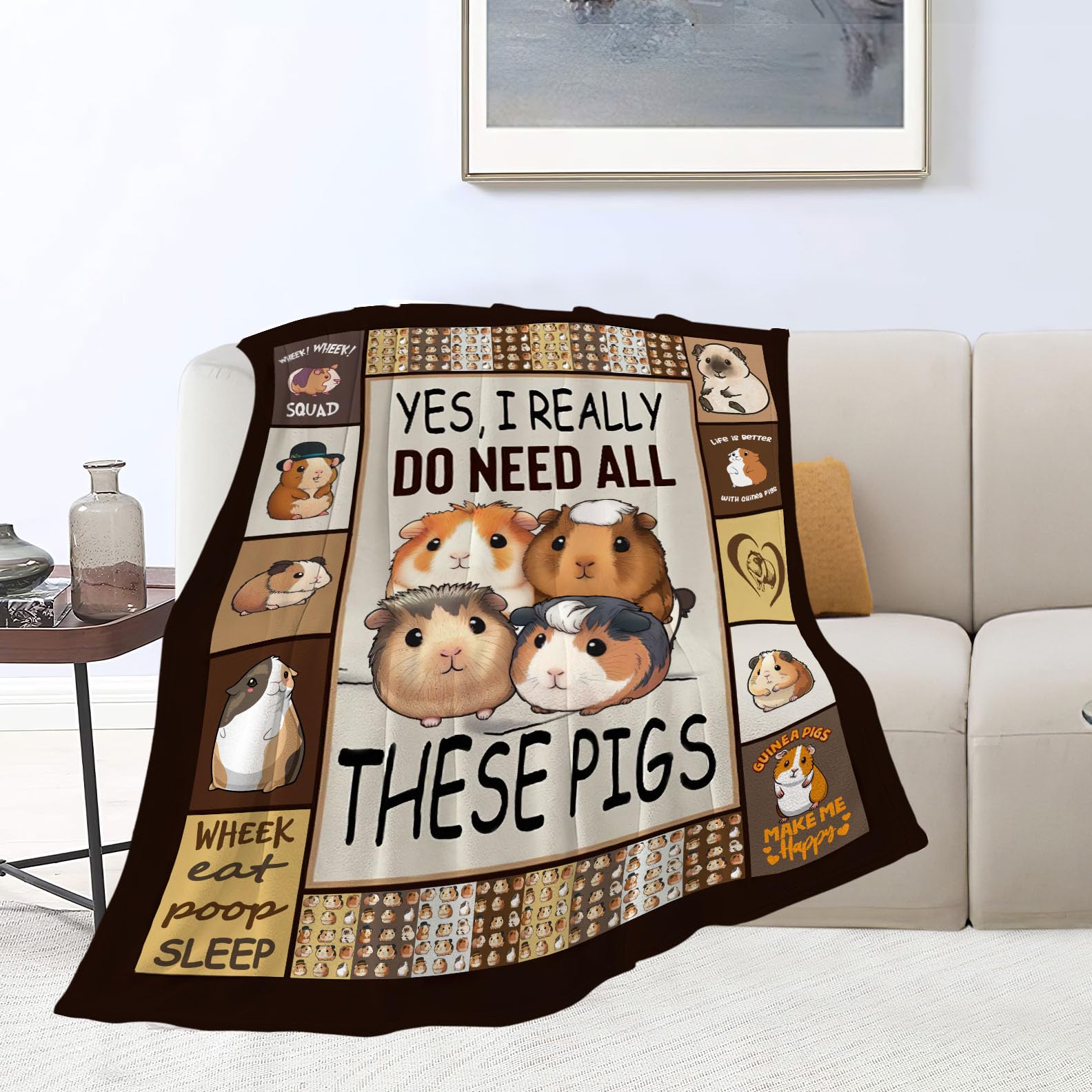 Guinea Pig Blanket Cute Guinea Pig Decor Throw Blankets Cozy Fleece Flannel Soft Warm Plush Lightweight Bedding Guinea Pig Stuff Gifts for Boys Girls Men Women Kids for Couch Sofa Bed 40"X50"