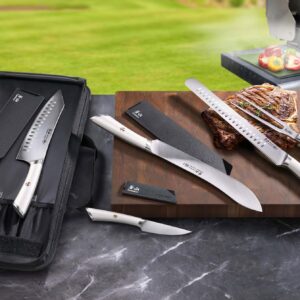 Cangshan Elbert Series German Steel Forged 6-Piece BBQ Knife Set, White