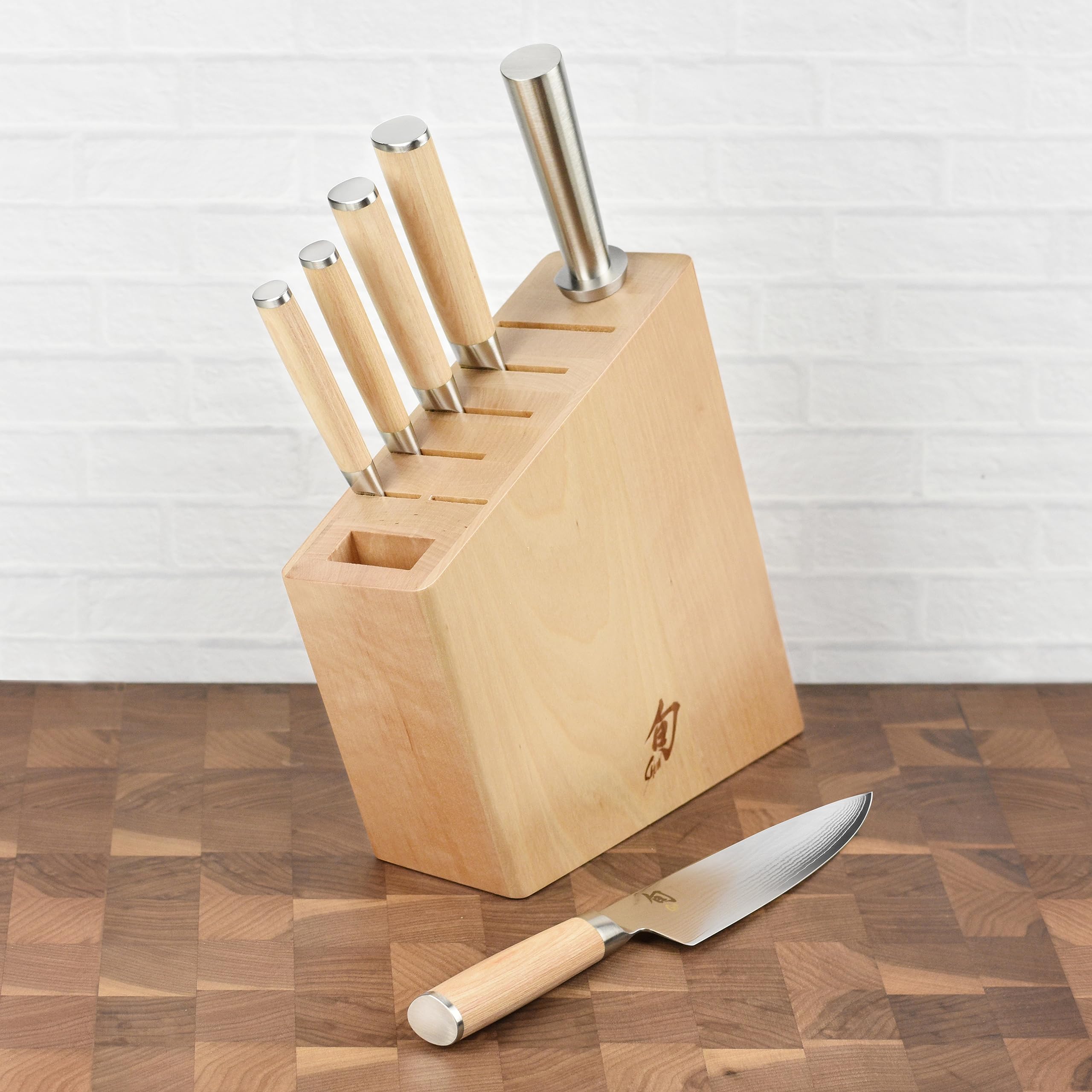 Shun Classic Blonde 7 Piece Knife Set with Angled Birch Block