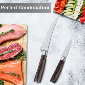 APEO Boning Knife Set of 6 inch Boning Knife and 3.5 inch Paring Knife, Super Sharp Fillet Knife For Fish and Meet Cutting, High Carbon Stainless Steel Butcher Knife with Pakkawood Handles, Gift Box