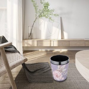 Kisangel Trash Can Retro Style Decorative Trash Can 5L Waste Paper Basket with Pressing Ring Flower Print Paper Bucket Garbage Can Waste Basket for Home Office Multi- Function Waste Bin