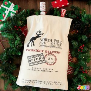 JOYIN Christmas Burlap Gift Bag 26" x 19" Inch, Extra Large Santa Sack with Drawstring for Xmas Presents Package Storage, Reusable Holiday Party Supplies Christmas Party Favors