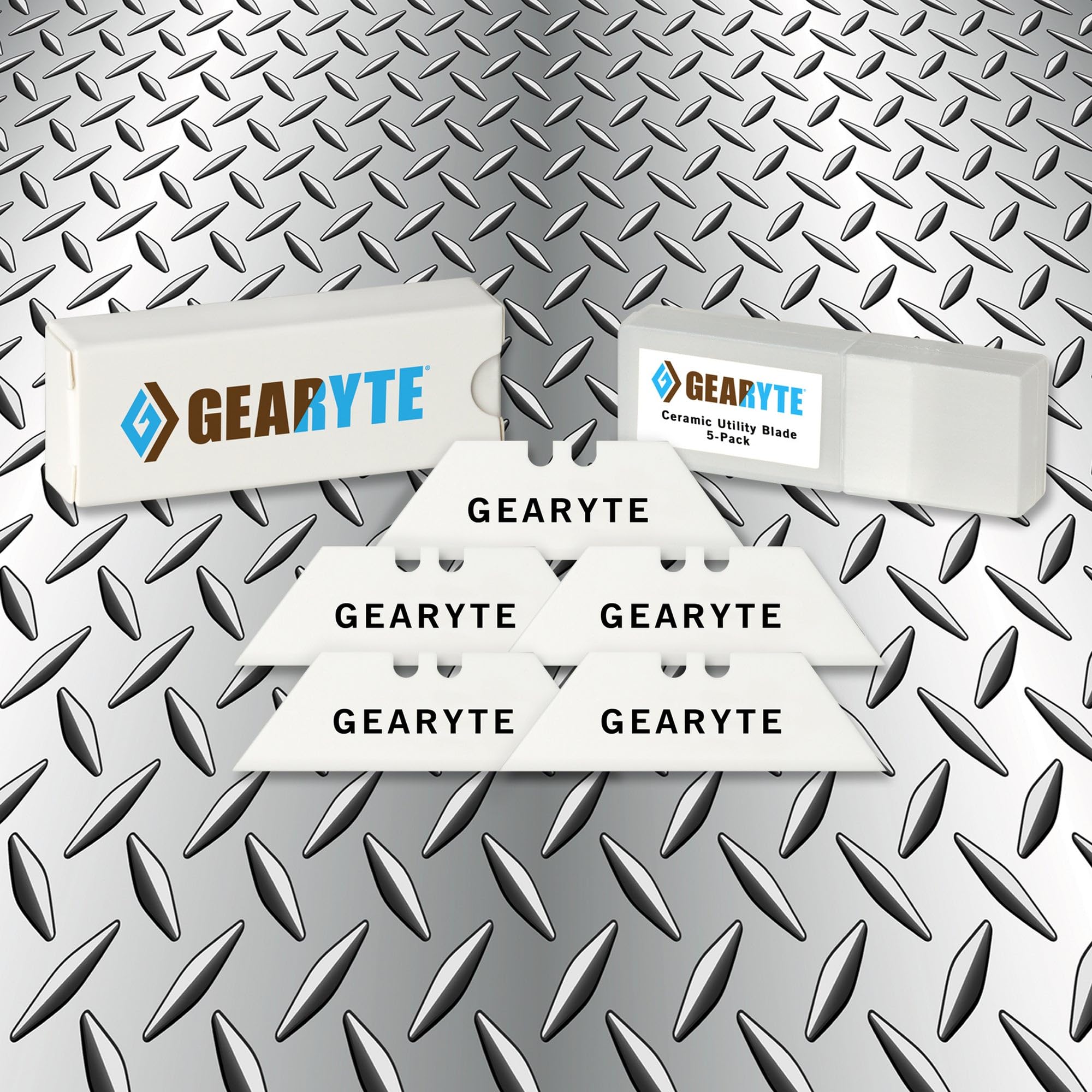 Gearyte Ceramic Utility Blade Replacements for Box Cutters and Utility Knives - Harder Than Steel Zirconia Ceramic and Razor Sharp - 5 Pack with Case