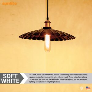 Sunlite LED Filament T10 Tubular Light Bulb, 2 Watts (25W Equivalent), 160 Lumens, Medium E26 Base, 120 Volts, Dimmable, 90 CRI, UL Listed, Clear, 2700K Soft White, 1 Pack