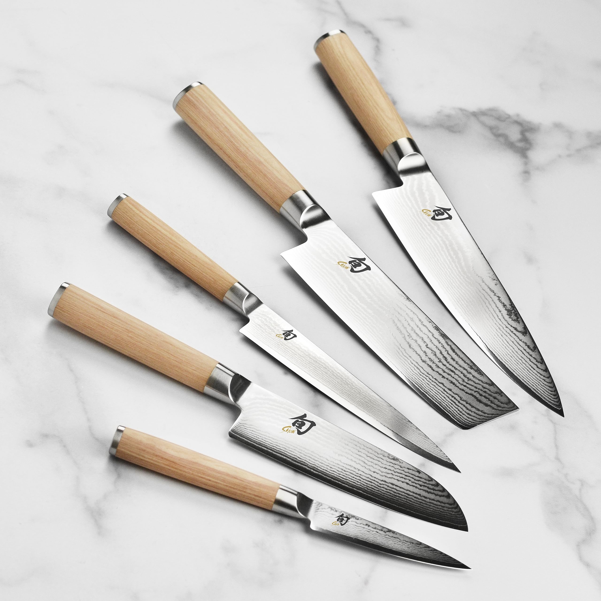 Shun Classic Blonde 7 Piece Knife Set with Angled Birch Block