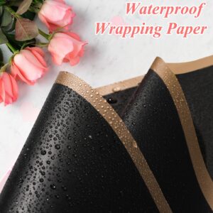 RowinsyDD 20 Sheets Black Flower Wrapping Paper, Waterproof Packaging Paper for Floral Bouquets, 22.8 x 22.8 inch Gift Packing Florist Supplies