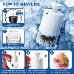 Hozodo Shave Ice Attachment for Kitchenaid Stand Mixers, Snow Cone Machine for Kitchenaid Mixer Attachments with Coarse and Fine Blades, 8 Ice Cube Molds