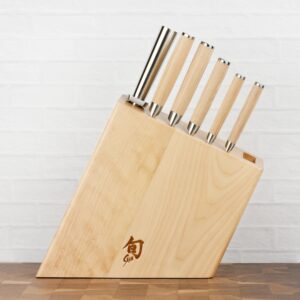 Shun Classic Blonde 7 Piece Knife Set with Angled Birch Block