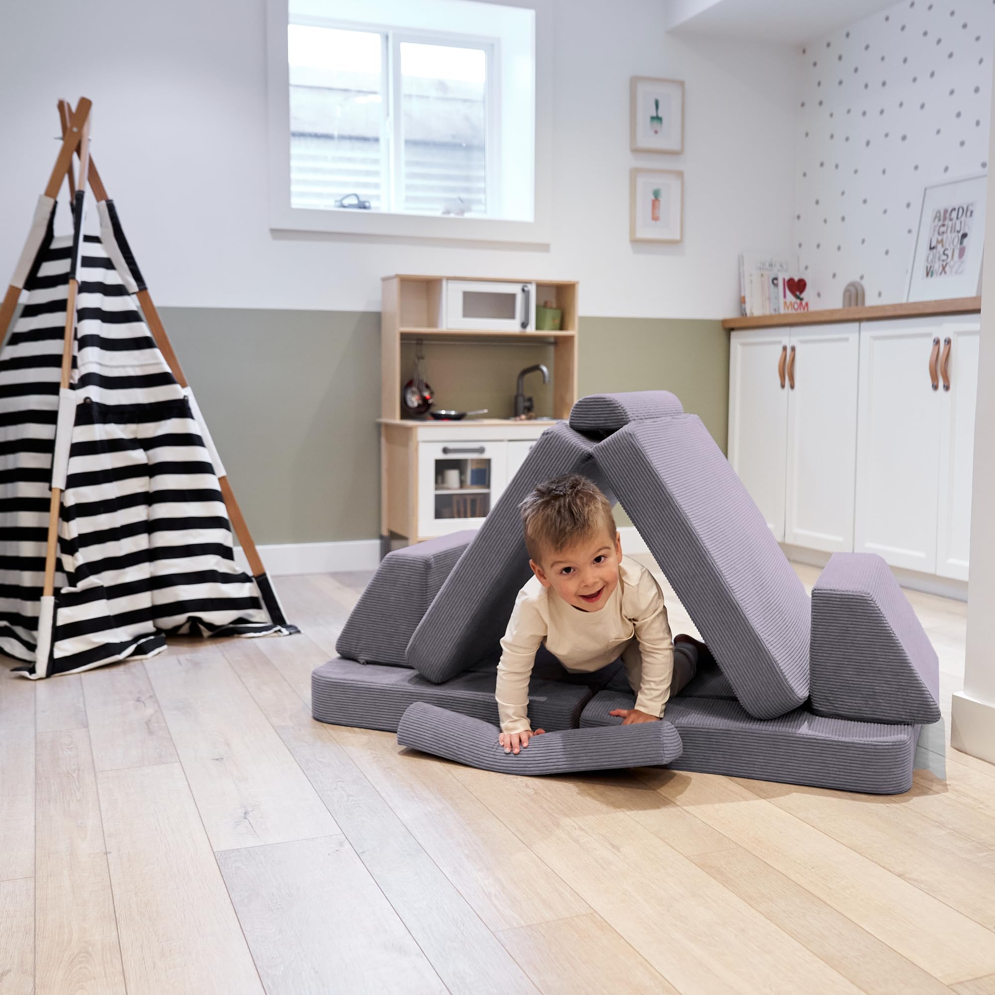 ZICOTO Modular Kids Play Couch for Fun Play Time or Comfy Lounging - The Perfect Toddler Sofa to Boost Creativity and Easily Build Magical Forts and More in Your Playroom/Nursery