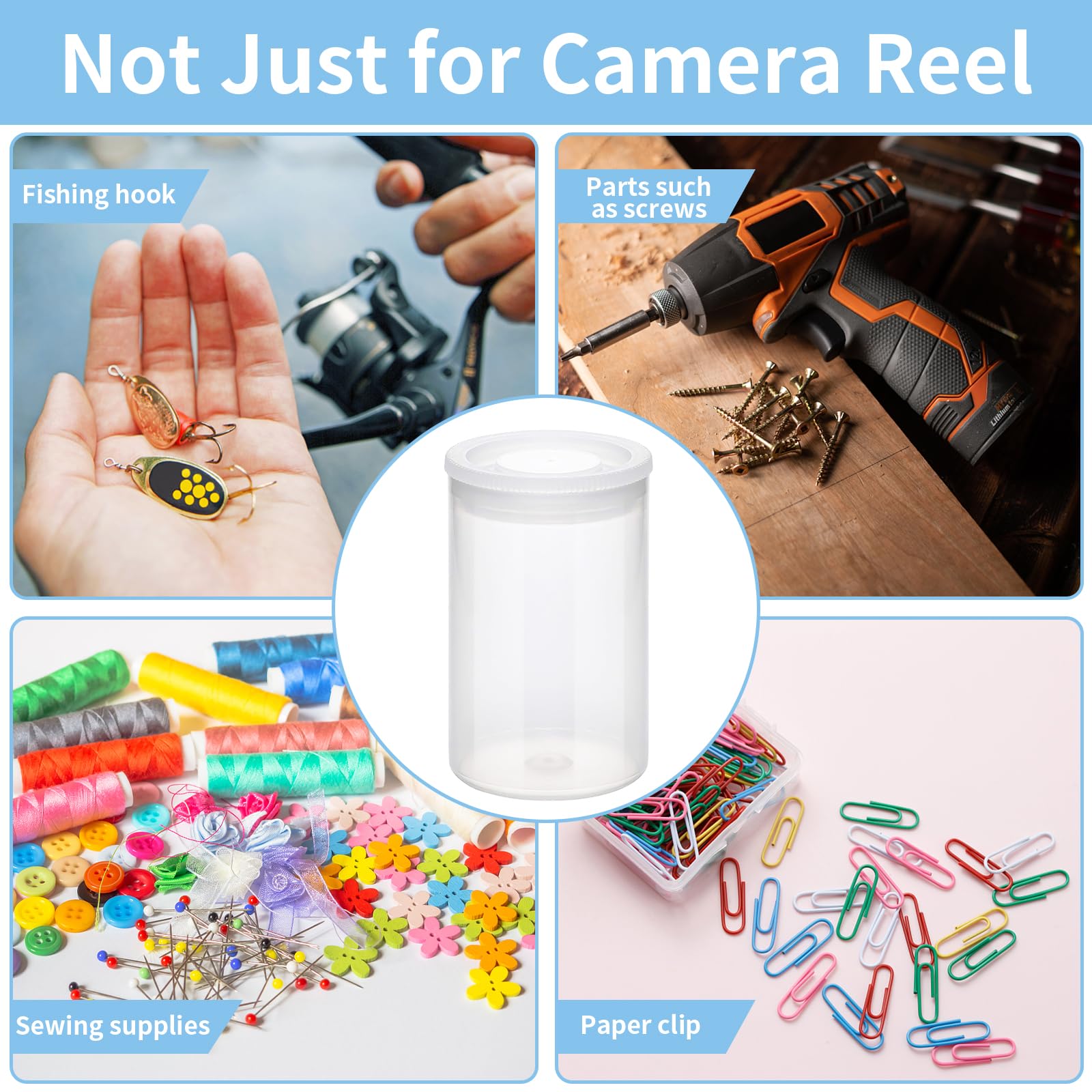 120 Pieces Film Canisters with Caps 35 mm Plastic Empty Camera Reel Storage Containers Case with Lids for Small Accessories Rockets Experiment Fish Hook Film Keys Coins Art Beads (Clear)