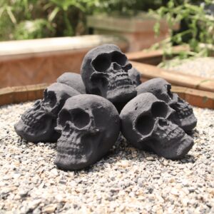 heyfurni ceramic skulls for fire pit, outdoor fire tables, 10pcs reusable spooky imitated human skull gas log for party, bonfire,campfires, fireplaces, 3 inch