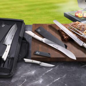 Cangshan Elbert Series German Steel Forged 6-Piece BBQ Knife Set, White