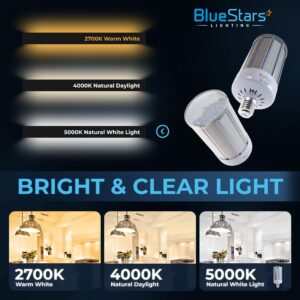 BlueStars Super Bright 60W E26 LED Corn Light Bulbs E26 Medium Base 4200 Lumens (550W Equivalent) Cool White 5000K, for Homes, Outdoors, Commercial, Warehouses, Garage & Backyard Lighting