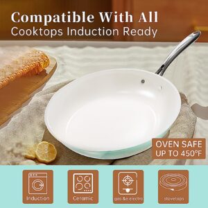 WANGYUANJI Nonstick Ceramic Saute Pan 9.44",Non-toxic Deep Frying Pan,Stain-Resistant And Easy To Clean Dishwasher Safe, Oven Safe Perfect Skillet