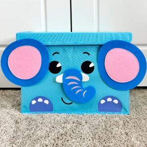 quokka toy storage box for boys and girls - 16x12x10 in elephant toy chest organizer for kids - collapsible - handles - flip top lids - fabric foldable bin for playroom - nursery room organization